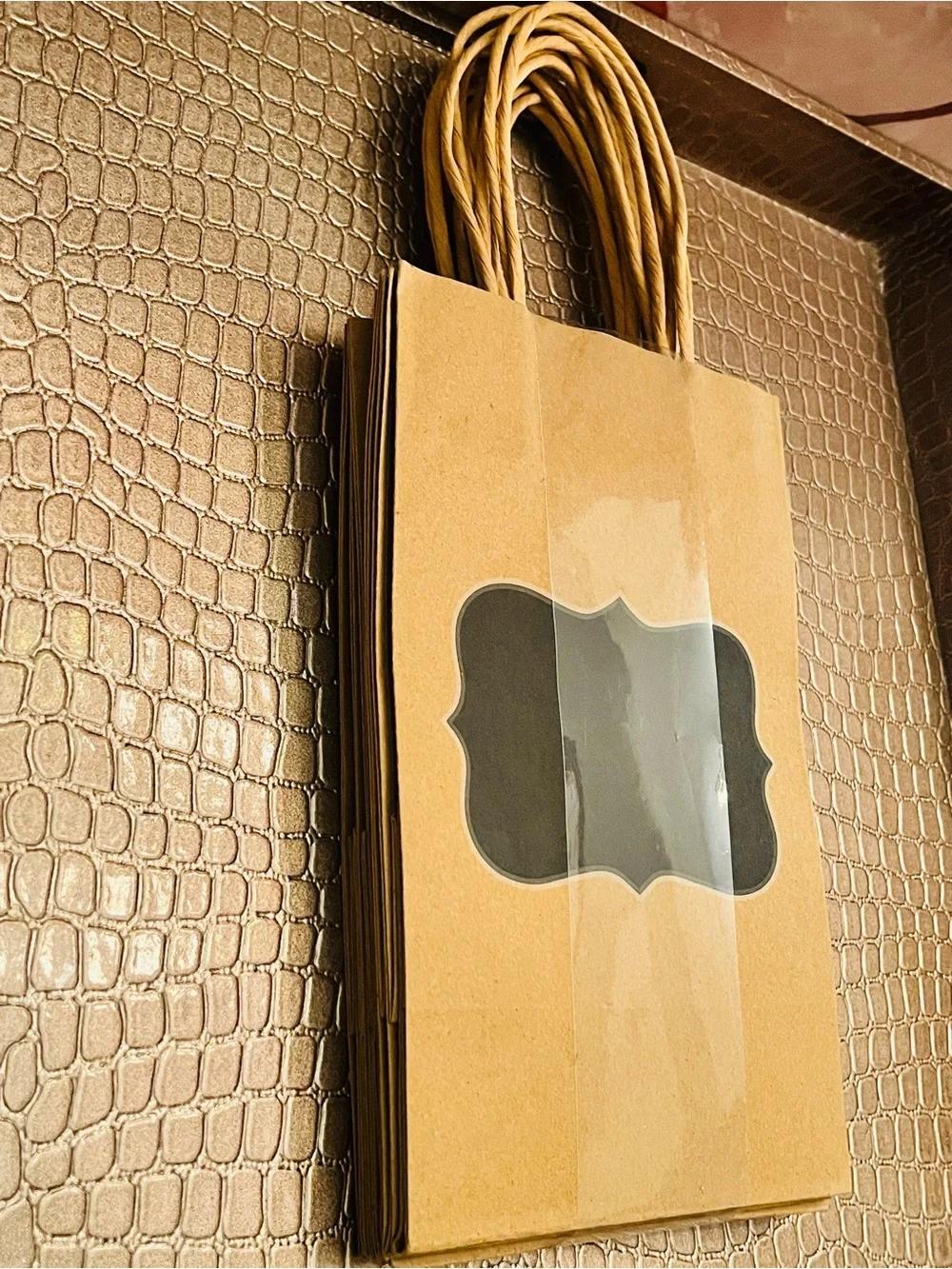✨ Sold ✨ Pack of 10 - 8” Brown Craft Paper Gift Bags with Black Label